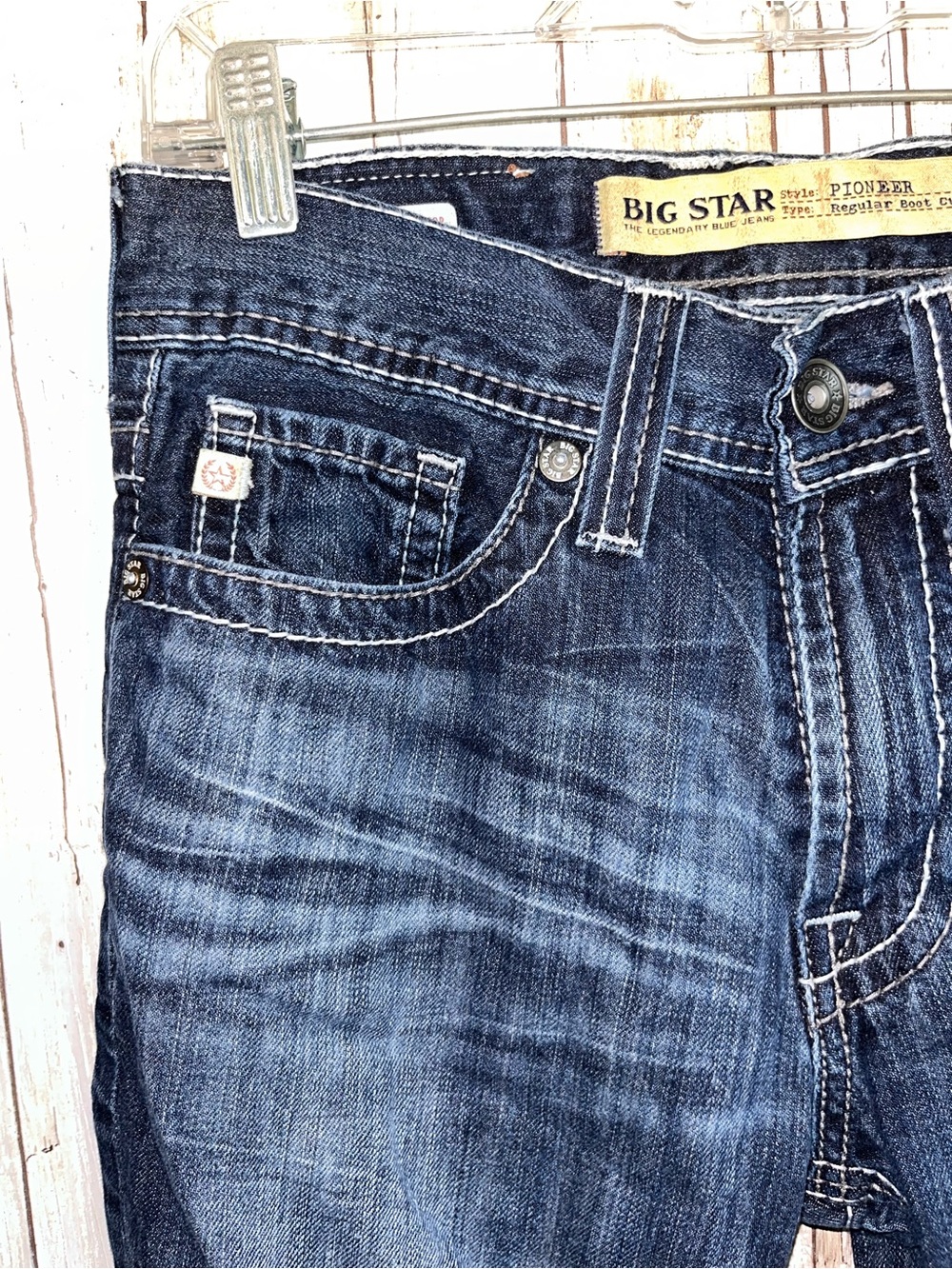 Big Star Pioneer Bootcut Jeans Womens 28S Dark Wash 100% Cotton - Picture 2 of 7